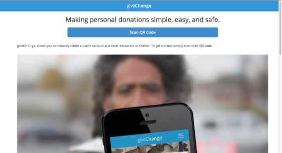GiveChange, an app trying to solve the issue the issue of not having change to give to homeless in a day and age of card payments. Bringing homeless to a place where they can accept money from electronic sources, but making sure this money only goes to wholesome activities. Built in MeteorJS, at DevFest Vancouver with a team from the hackathon.